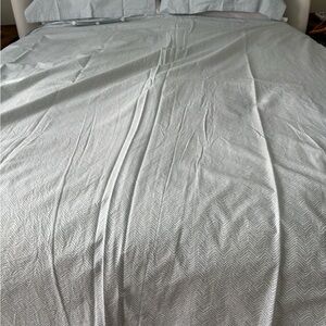 John Robshaw Light Blue Chevron Cotton Duvet Cover